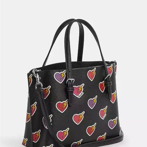 🔥SALE🎁NWT! Coach Mollie Tote Bag 25 Heart Bolt Print - Picture 2 of 7